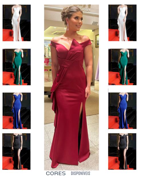 Vestido de festa marsala