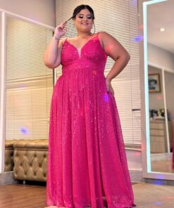 Vestido de Festa Pink Plus Size