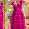 Vestido de festa fitado - Alexa - Fuscia- Organzza Moda Festa.