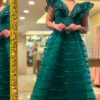 Vestido para mãe de noiva - Alexa - Verde Esmeralda- Organzza Moda Festa.