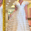 Vestido para mãe de noiva - Alexa - Branco - Organzza Moda Festa.