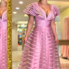 Vestido para mãe de noiva - Alexa - Rosa - Organzza Moda Festa.