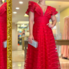 Vestido Alexa Para Mãe de Noiva - Marsala- Organzza Moda Festa