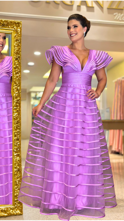Vestido Alexa Para Mãe de Noiva - Lavanda - Organzza Moda Festa