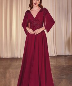 Vestido de Festa Manga Longa Bordado - Elegance